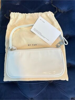 BY FAR Glossy White Patent Shoulder Bag